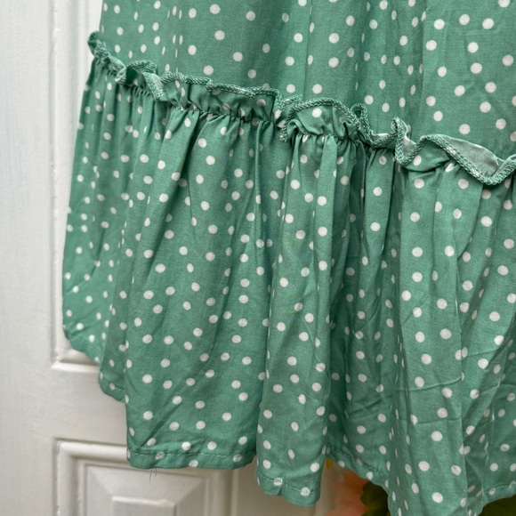 BTFBM NWT Polka Dot Sleeveless Dress Green White size XL - Picture 4 of 5